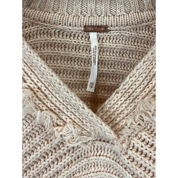 FREE PEOPLE Size XS Marlie Knit Pullover Sweater Ribbed Cotton Blend Blush Pink - Picture 3 of 8